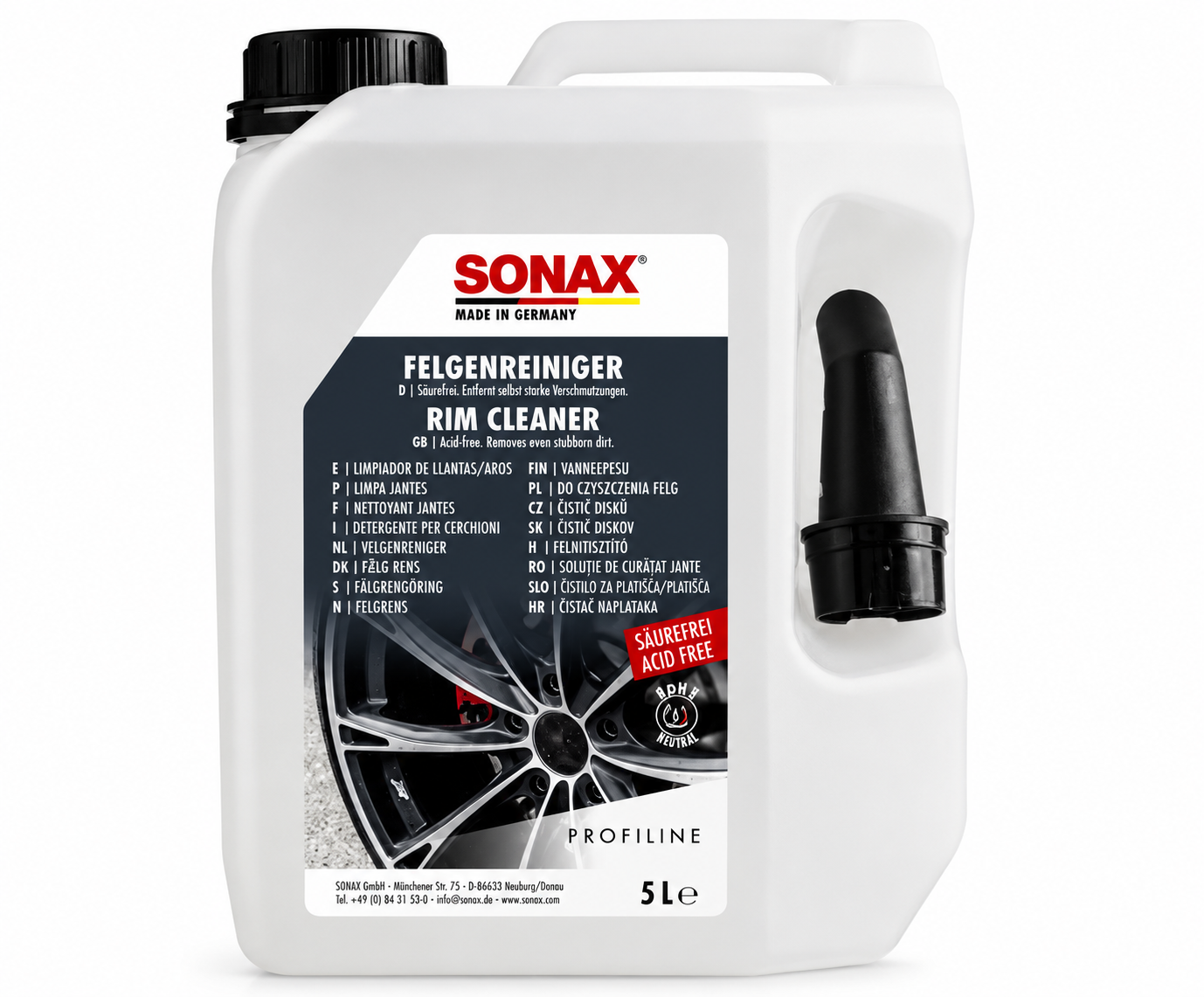 Bezkwasowy płyn do mycia felg 5l Sonax Profiline Felgenreiniger säurefrei (230500) 2 Bezkwasowy płyn do mycia felg 5l Sonax Profiline Felgenreiniger säurefrei (230500) 2