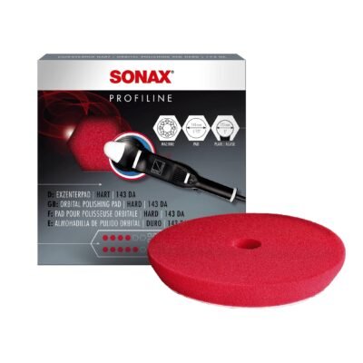 Gąbka polerska czerwona twarda Sonax Dual Action Cut Pad 143mm (493400)