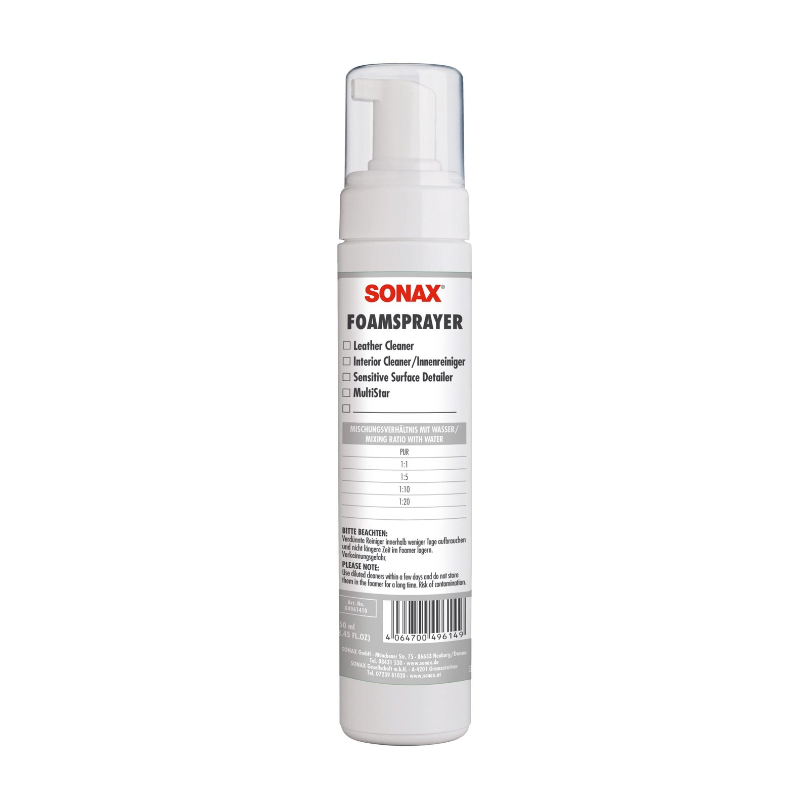 Pianowniczka Sonax FoamSprayer 250ml (496141) 2 Pianowniczka Sonax FoamSprayer 250ml (496141) 2