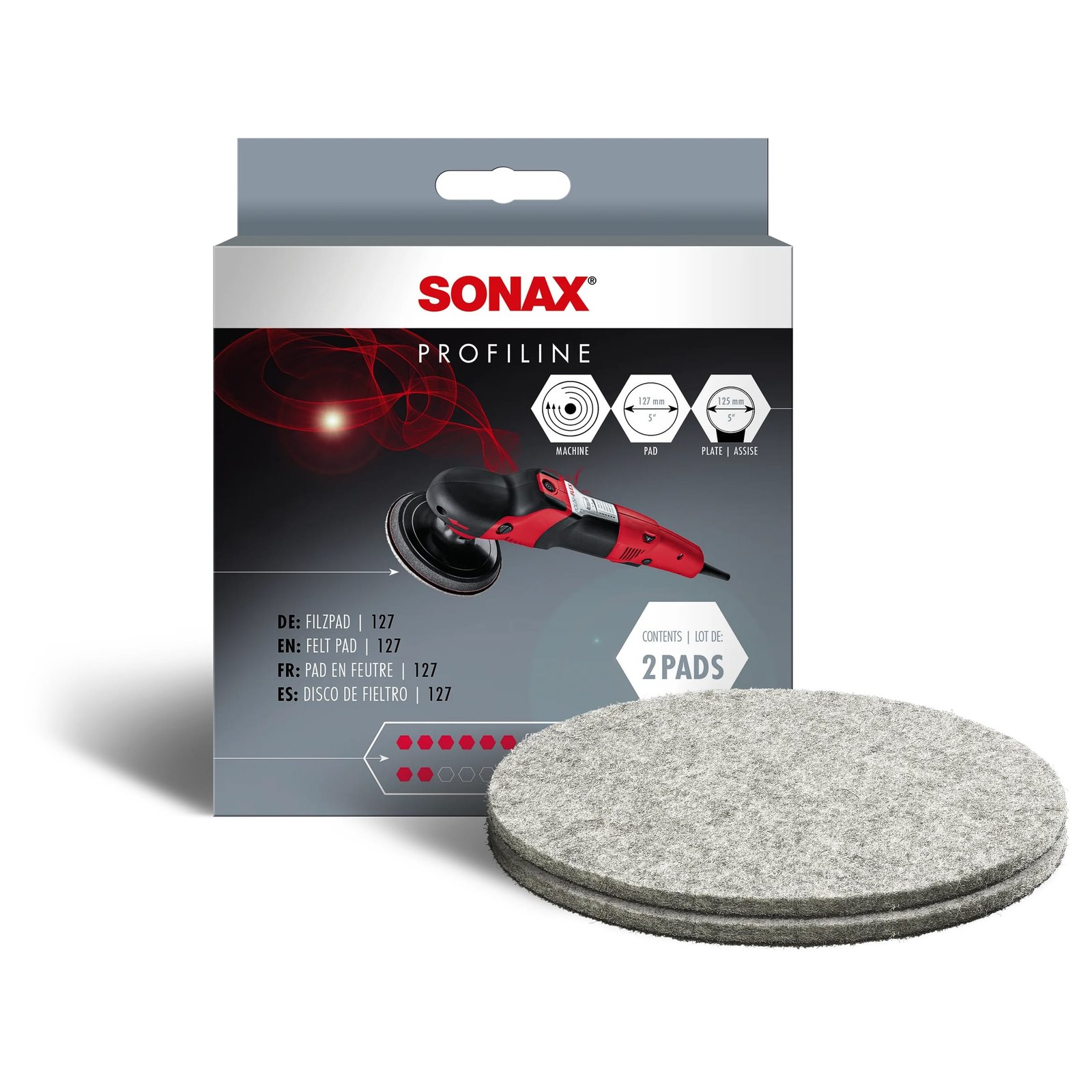 Pad filcowy Sonax Filzpad 127mm do polerowania szyb 2 szt (493300) 2 Pad filcowy Sonax Filzpad 127mm do polerowania szyb 2 szt (493300) 2
