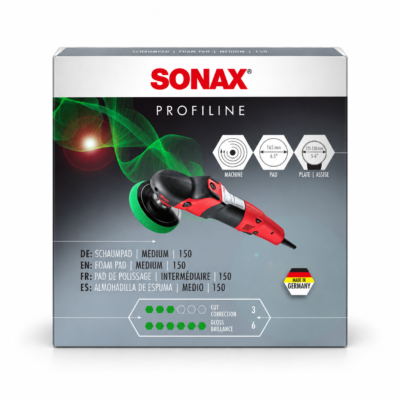 SONAX Gąbka polerska zielona średnio twarda 150 mm – wykończeniowa do polerek rotacyjnych (498541) SONAX Gąbka polerska zielona średnio twarda 150 mm – wykończeniowa do polerek rotacyjnych (498541)