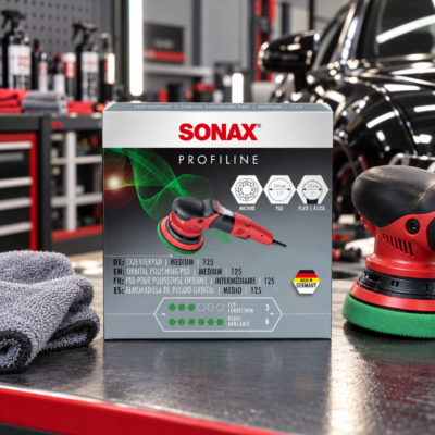 SONAX Gąbka polerska średnio twarda 125 mm – do polerek Dual Action DA (498600) 2